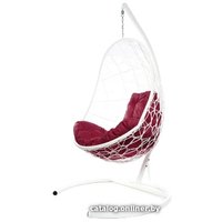 Подвесное кресло M-Group Овал 11140102 (белый ротанг/бордовая подушка)