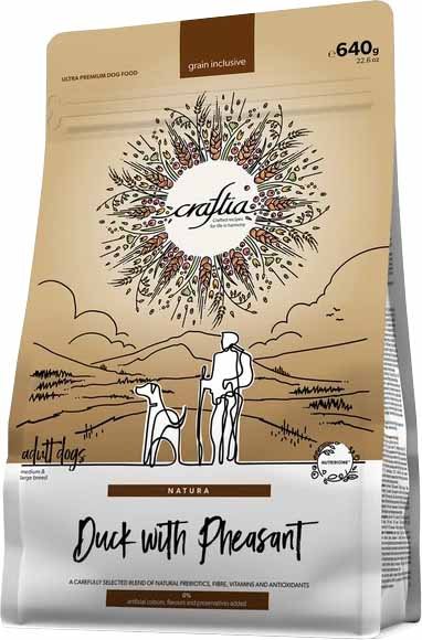 

Сухой корм для собак Craftia Natura для средних и крупных пород с уткой и фазаном (640г)