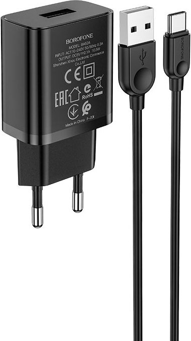 

Сетевое зарядное Borofone BA52A USB Type-C (черный)
