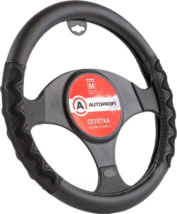

Оплетка на руль Autoprofi AP-1948 BK/GY (M) (черный/серый)