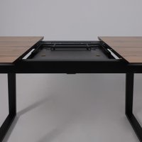 Кухонный стол Lepremo AV 1208 HPL+МДФ раздвижной 1200-1600x800 (дуб вотан/черный)
