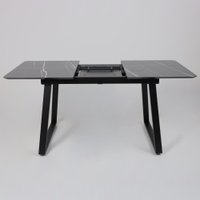Кухонный стол Lepremo AV 1208 HPL+МДФ раздвижной 1200-1600x800 (черный тунис/черный)