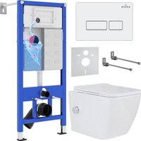 Унитаз подвесной Roxen Cube Bidet в комплекте с инсталляцией StounFix Dual Fresh 6 в 1 577477 (кнопка: белый глянец)