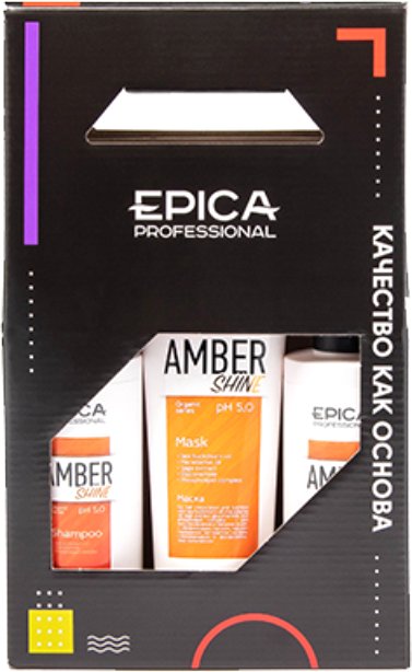Набор средств Epica Professional Amber Shine Organic Шампунь 250 мл+Кондиционер 250 мл+Маска 250 мл