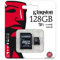 Карта памяти Kingston microSDXC UHS-I (Class 10) 128GB + адаптер [SDC10G2/128GB]