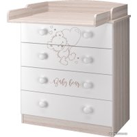 Детский комод MLK Эмили (светлый ясень/белый/мишка)