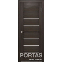 Межкомнатная дверь Portas S21 60x200 (орех шоколад, стекло lacobel белый лак)