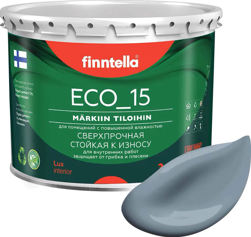 

Краска Finntella Eco 15 Harmaa F-10-1-3-FL005 2.7 л (серо-голубой)