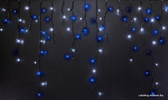 Гирлянда бахрома Rich Led Мерцающая прозрачный провод RL-i3x0.9F-T/BW 3x0.9м (сине-белый)