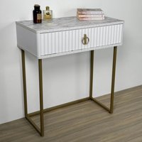 Туалетный столик без зеркала Shtabe Royal 5115 эко (мрамор каррара/золото/р.золото)