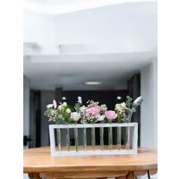 Ваза-рамка Florbox Деревянная для композиций на 9 колб 20x56.6x4 см (белый)