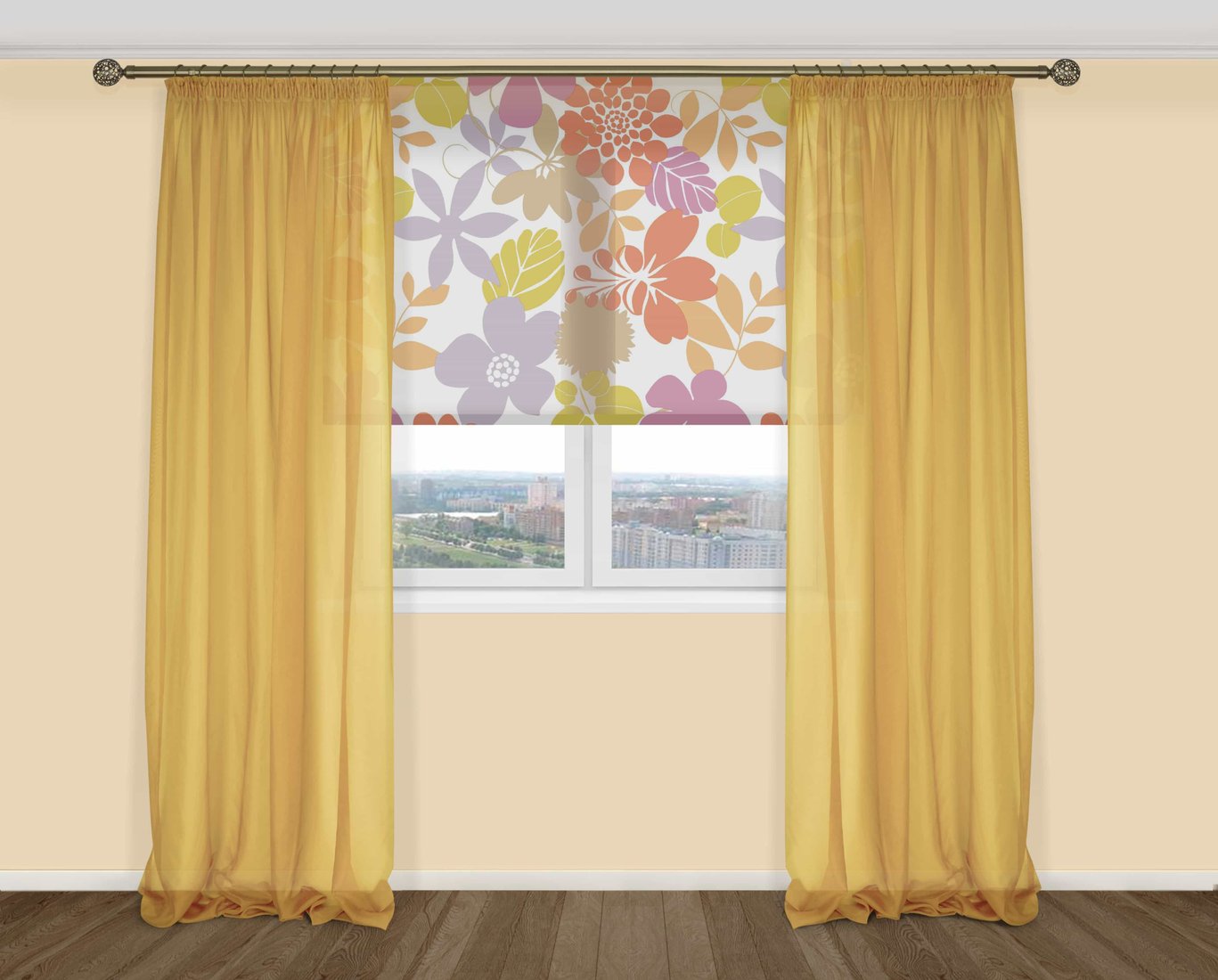 

Комплект гардин Delfa Voile СТШ/Д-050 Voile/603 2x2.5 м (шафран, 2 шт)
