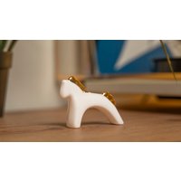 Елочная игрушка Ceramicmay Лошадка (белый с золотом)