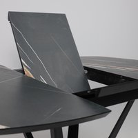 Кухонный стол Listvig Merlin 110-150х75 (МДФ+HPL-пластик черный Sahara Noir/черный)