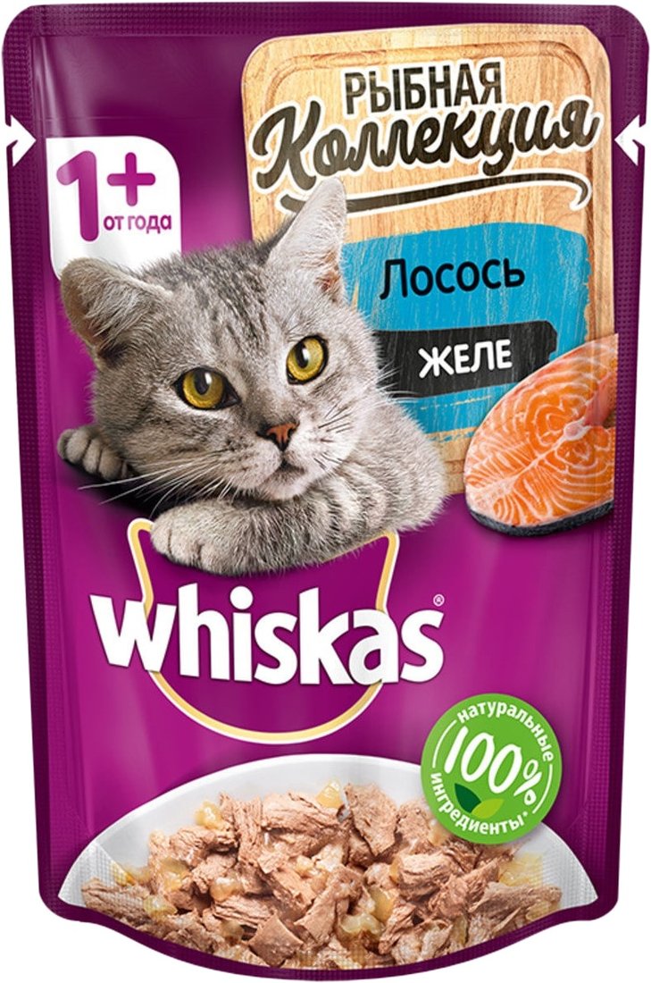 

Пресервы Whiskas Рыбная коллекция лосось в желе 85 г