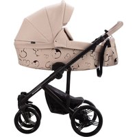 Универсальная коляска BEBETTO Magnum Light SE Pro (2 в 1, 01 светло-бежевая кожа/черная рама)