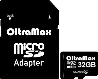 

Карта памяти OltraMax microSDHC Class 10 32GB +адаптер