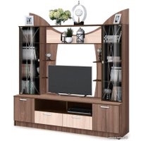 Стенка Стендмебель Ольбия без шкафов (ясень шимо светлый/ясень шимо темный)