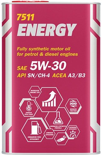 

Моторное масло Mannol Energy 5W-30 API SN/CH-4 1л (металл)
