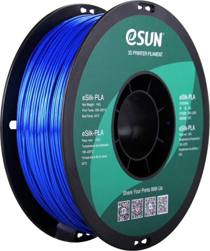 

Пластик eSUN eSilk PLA 1.75 мм 1000 г (голубой)