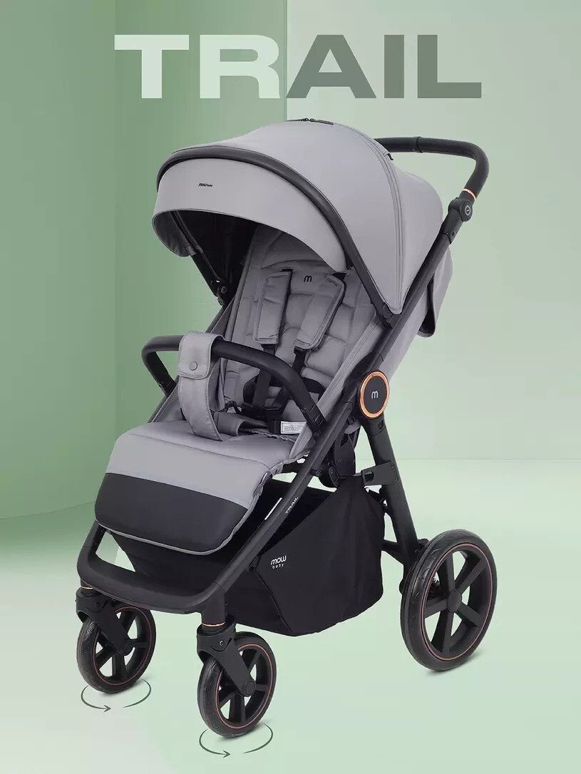 Коляска прогулочная «книга» MOWbaby Trail 2025 MB090 (серый)