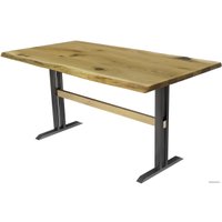 Кухонный стол Buro7 Двутавр 150 (с обзолом и сучками, дуб натуральный/черный)