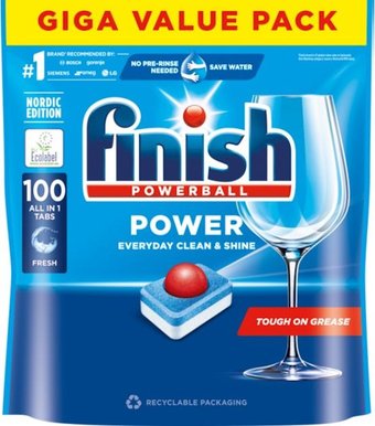 Таблетки для посудомоечной машины Finish All in 1 Powerball Power (100 шт)