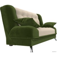 Диван Лига диванов Анна 110681 (микровельвет, бежевый/зеленый)