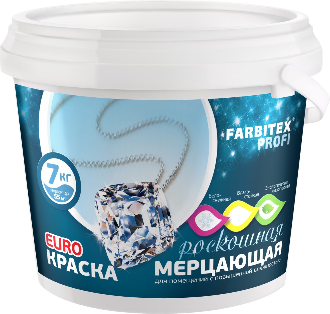 

Краска Farbitex Профи Влагостойкая мерцающая 7 кг