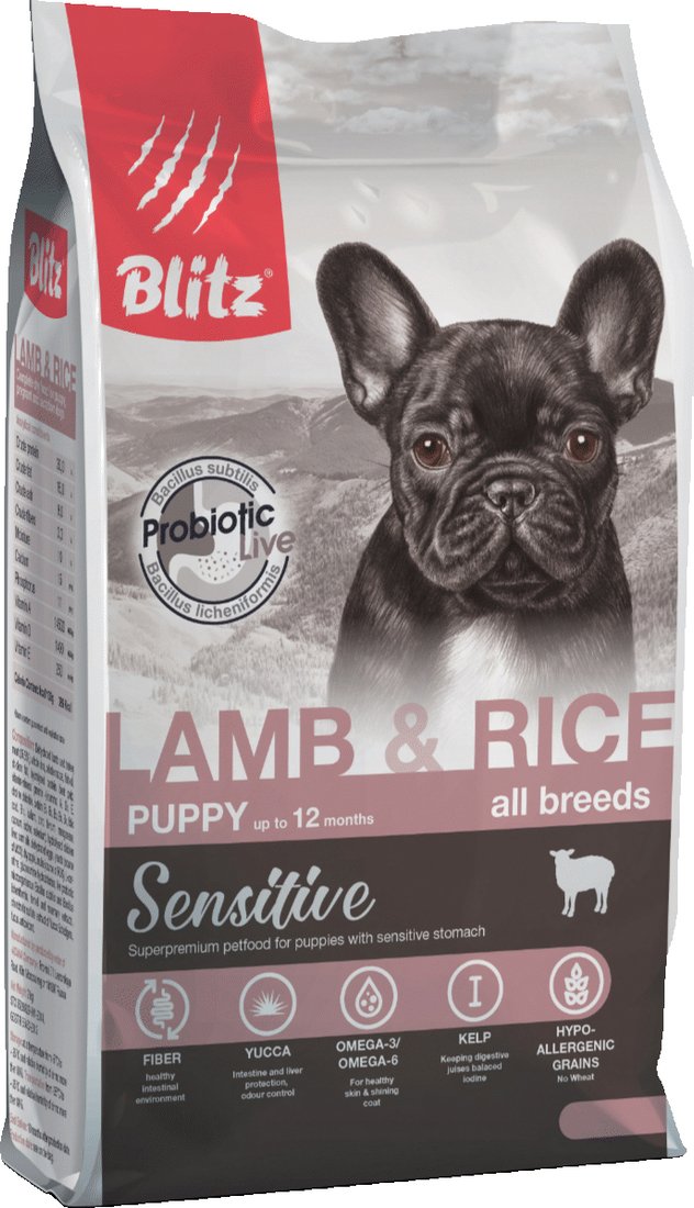 

Сухой корм для собак Blitz Pets Sensitive Puppy Lamb & Rice (500 г)