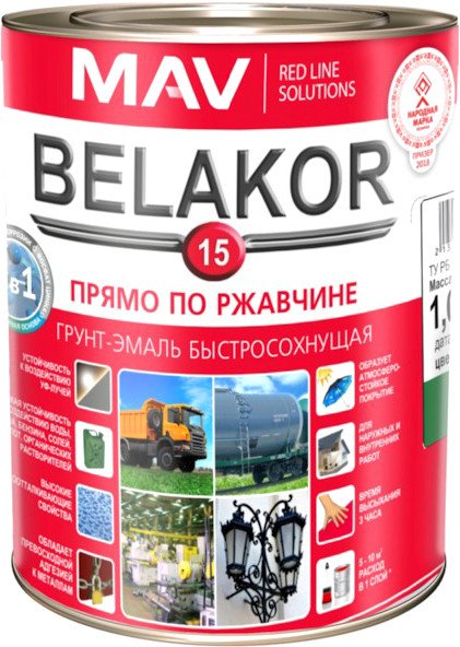 

Грунт-эмаль MAV Belakor-15 Ral 6029 1 л (майская зелень матовая)