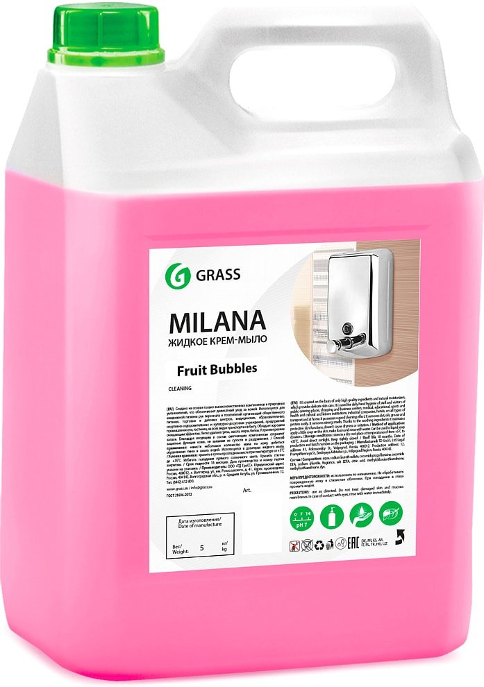

Grass Крем-мыло жидкое увлажняющее Milana fruit bubbles 5 л