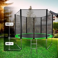 Батут GetActive Jump 10FT - 305 см с лестницей, внешней сеткой (зеленый)