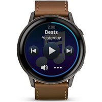 Умные часы Garmin Venu 4 45 мм (черный/коричневый кожаный)
