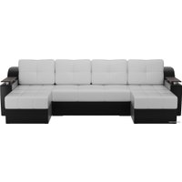 П-образный диван Лига диванов Сенатор 28918 (экокожа, белый/черный)