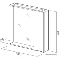  BelBagno Шкаф с зеркалом Marino-SPC-800/750-1A-BL-P-R (bianco lucido)