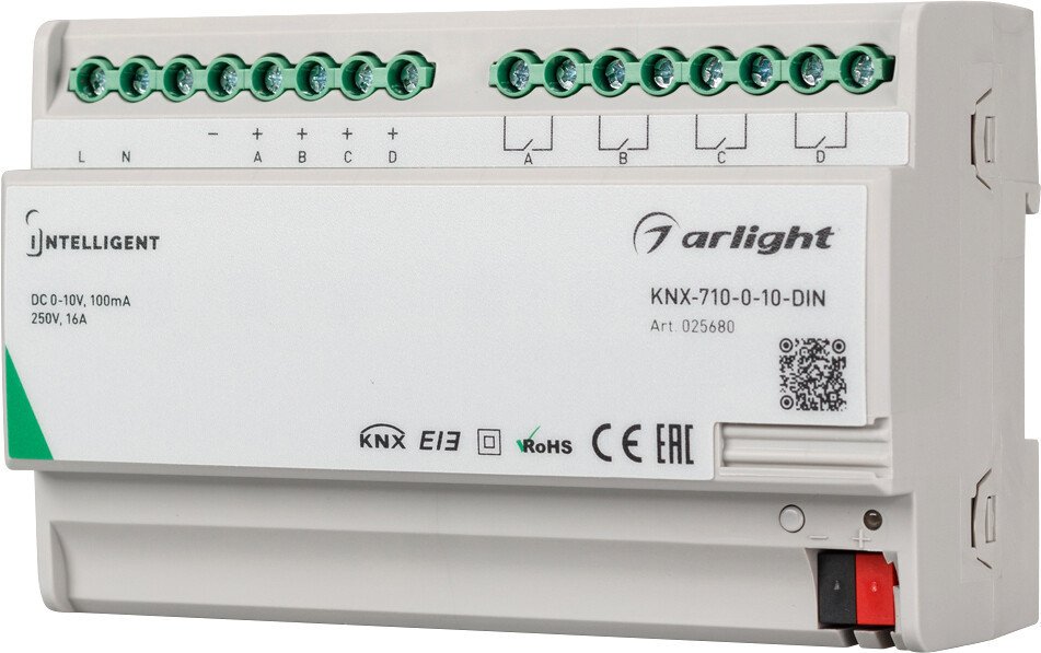 

Контроллер RGB Arlight Intelligent KNX-710-0-10-DIN (230V, 4x0/1-10, 4x16A) 025680