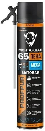 

Монтажная пена Profpur Mega всесезонная 870 мл