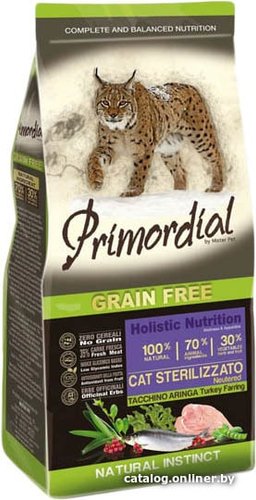 Сухой корм для кошек Primordial GF Adult Sterilized Turkey & Herring 6 кг (для стерилизованных кошек и кастрированных котов с индейкой и селдью)