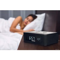 Настольные часы с беспроводной зарядкой Lenco CR-580BK