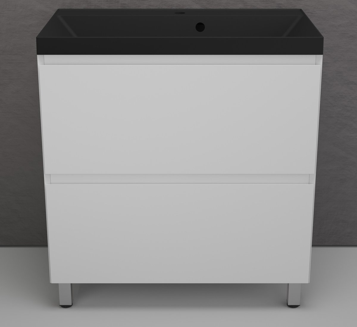 Symbolite Тумба под умывальник Манхэттен 80 Plus 2 ящика + Asti 80x45 (белый матовый/антрацит)