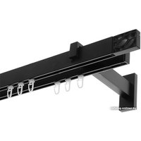 Карниз для штор Lm Decor Флэт Лайн Грид двойной (черный матовый, 2.0м)