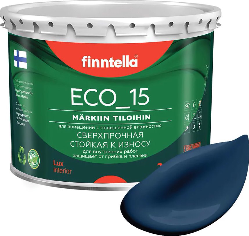 

Краска Finntella Eco 15 Keskiyo F-10-1-3-FL002 2.7 л (темно-синий)