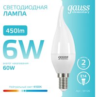 Светодиодная лампочка Gauss Elementary Candle 6Вт E14 4100K
