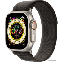 Умные часы Apple Watch Ultra LTE 49 мм (титановый корпус, титановый/черно-серый, нейлоновый ремешок размера M/L)