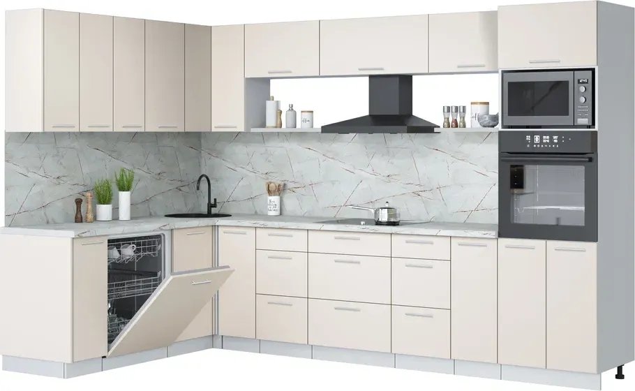 

Готовая кухня Интерлиния Мила Лайт 1.896х3.18 (персидский жемчуг/персидский жемчуг/серый каспий)