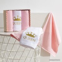 Набор полотенец Экономь и Я Queen 3 шт 4716383 (белый/розовый)