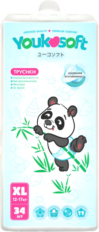 

Трусики-подгузники Youkosoft Ультратонкие премиум 12-17 XL (34 шт)