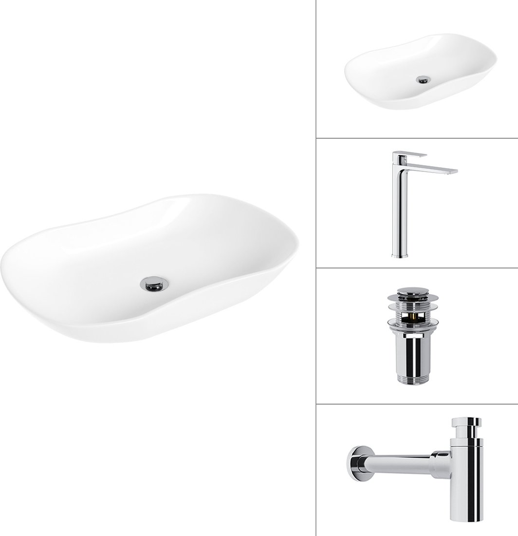 Умывальник Lauter 21570 + Reef 21CK8678C + сифон 21635CH + дон.клапан 21190CH (хром)