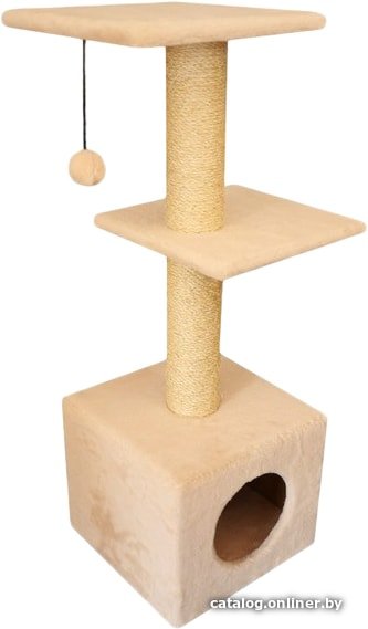 Комплекс Cat House с двумя полками 1.0 (сизаль бежевый)